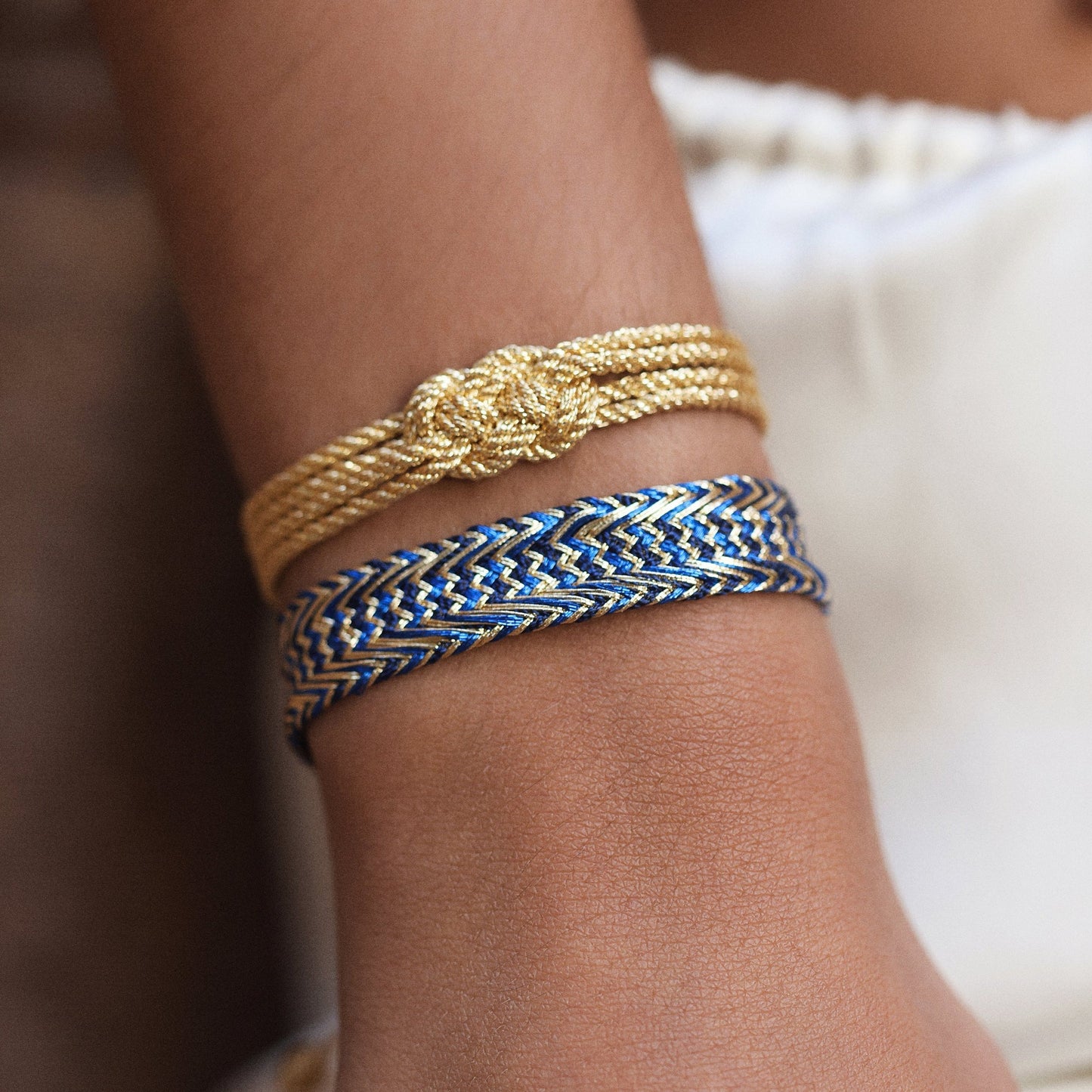 Bracelet Maayaz - Moyen Tressé Gold & Blue