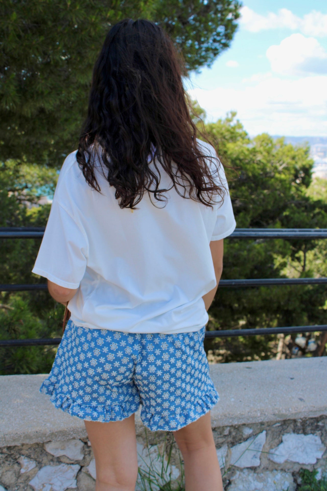 Short broderie - Bleu