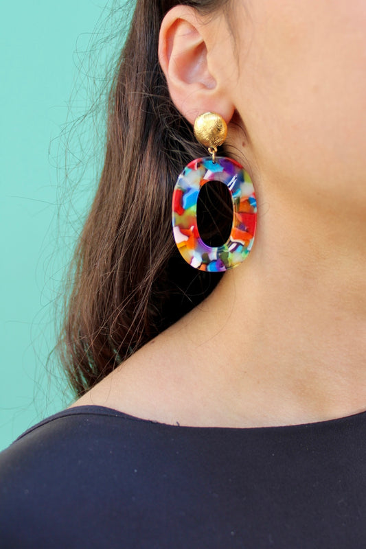 Boucles d'oreilles ACE - Ovale multicolore