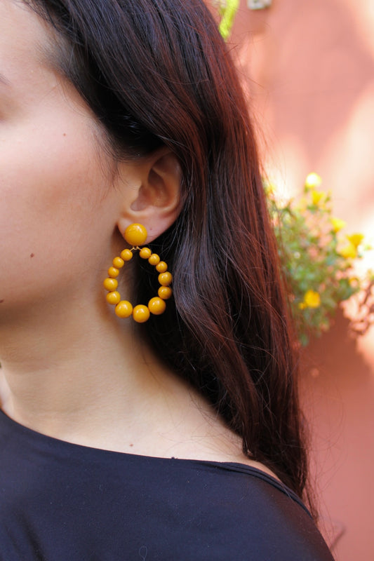 Boucles d'oreilles - Vinta moutarde