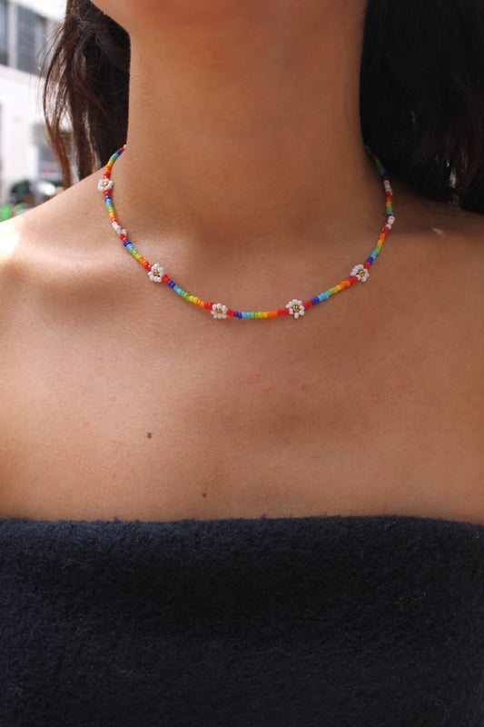 Collier - Marguerites multicolores