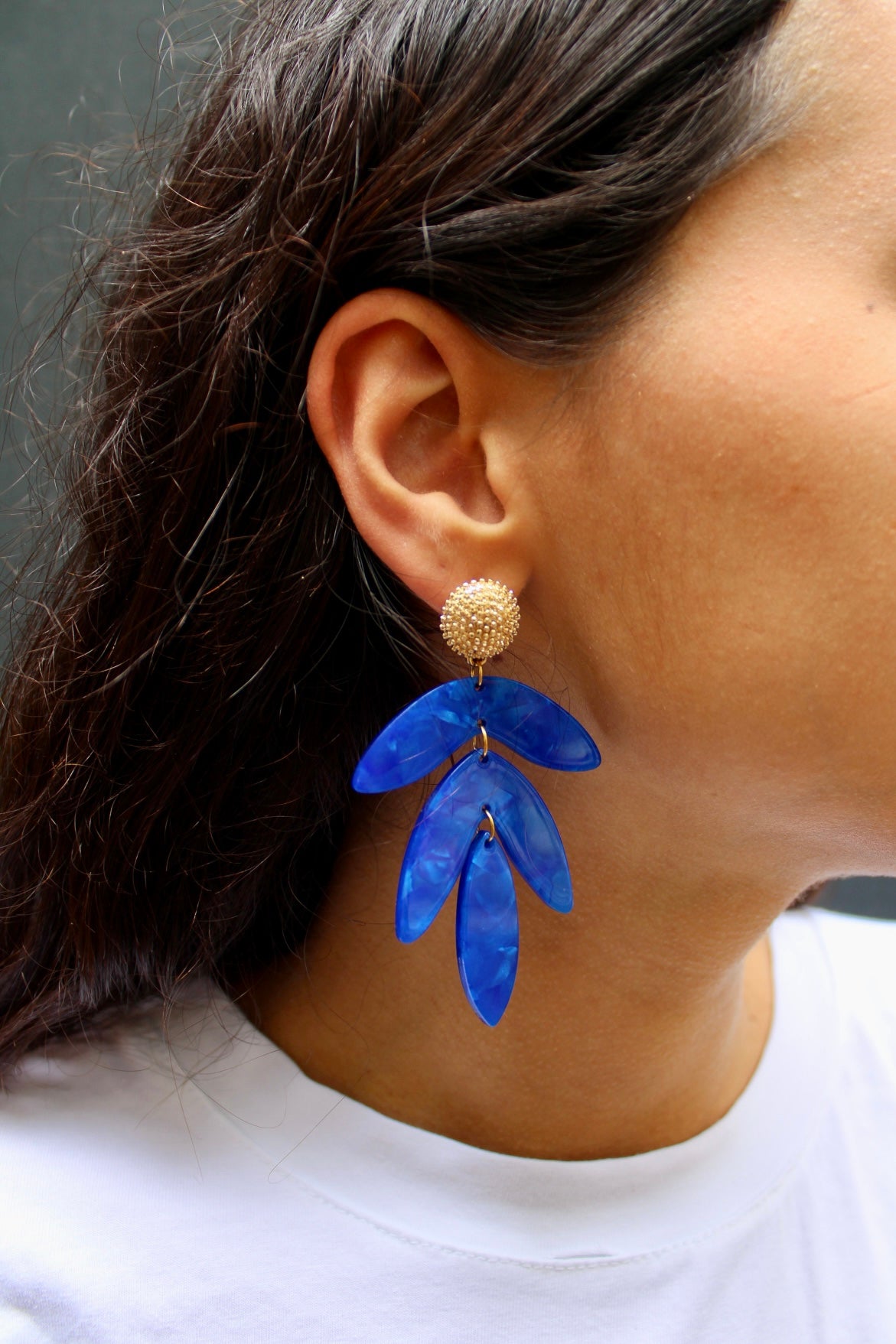 Boucles d'oreilles ACE - Monstera bleue