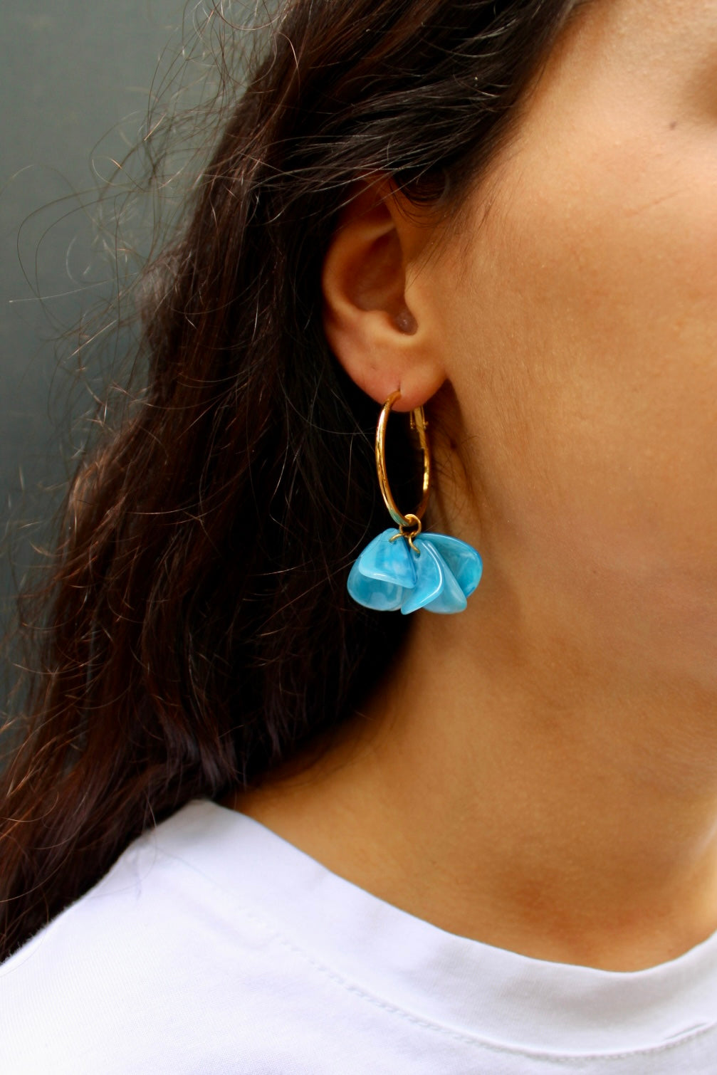 Boucles d'oreilles - Dahlia bleue