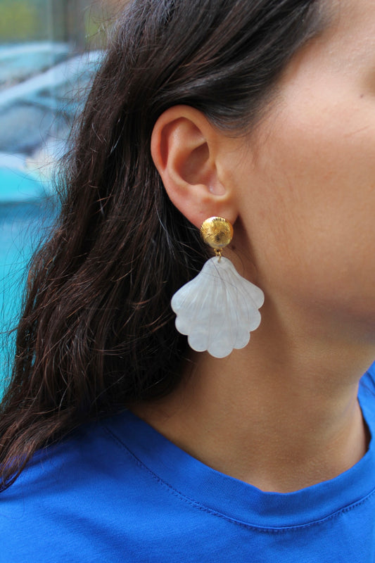 Boucles d'oreilles ACE - Coquillage blanc