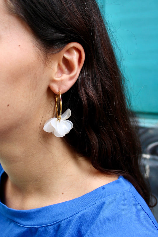 Boucles d'oreilles - Dahlia blanche