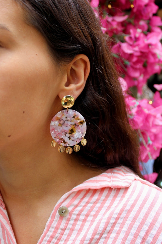 Boucles d'oreilles ACE - Pampilles rose