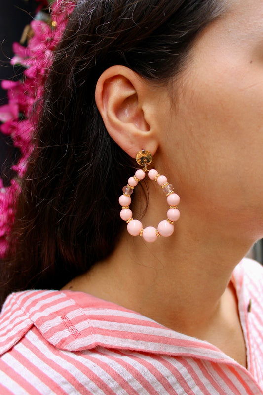 Boucles d'oreilles - Bohème rose