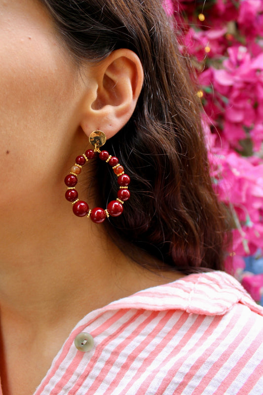 Boucles d'oreilles - Bohème bordeaux