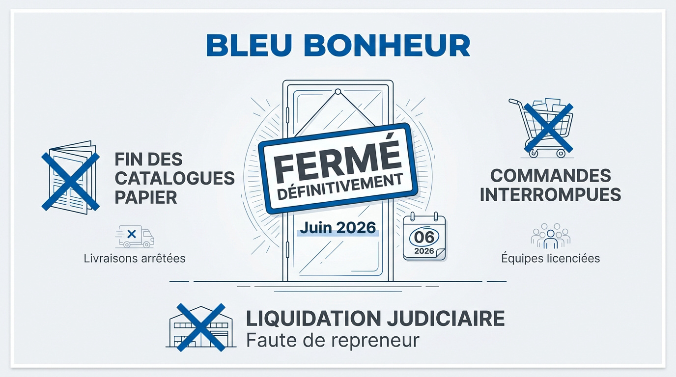 Annonce de la fermeture définitive de l'enseigne Bleu Bonheur prévue pour juin 2026