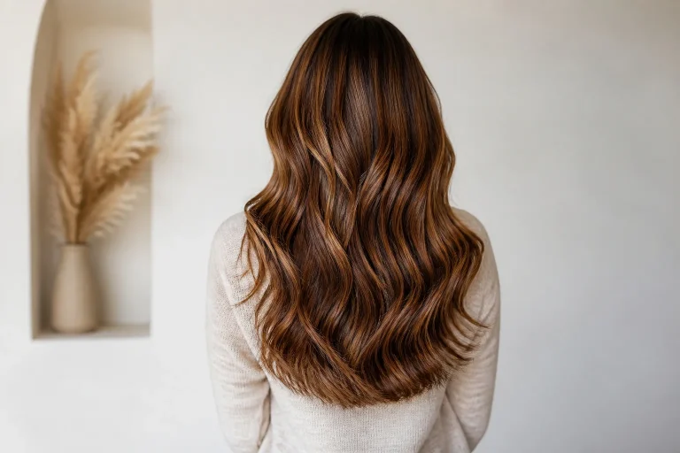 Chevelure brune luxueuse et eclatante
