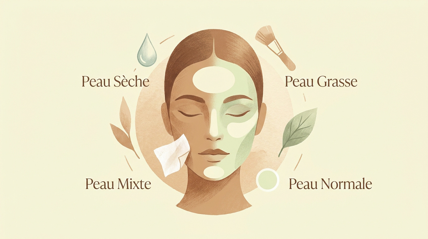Illustration des différents types de peau pour un diagnostic visage