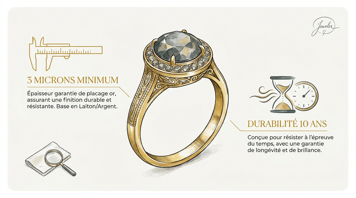 gros plan sur la finition lisse et durable d'une bague plaqué or de qualité