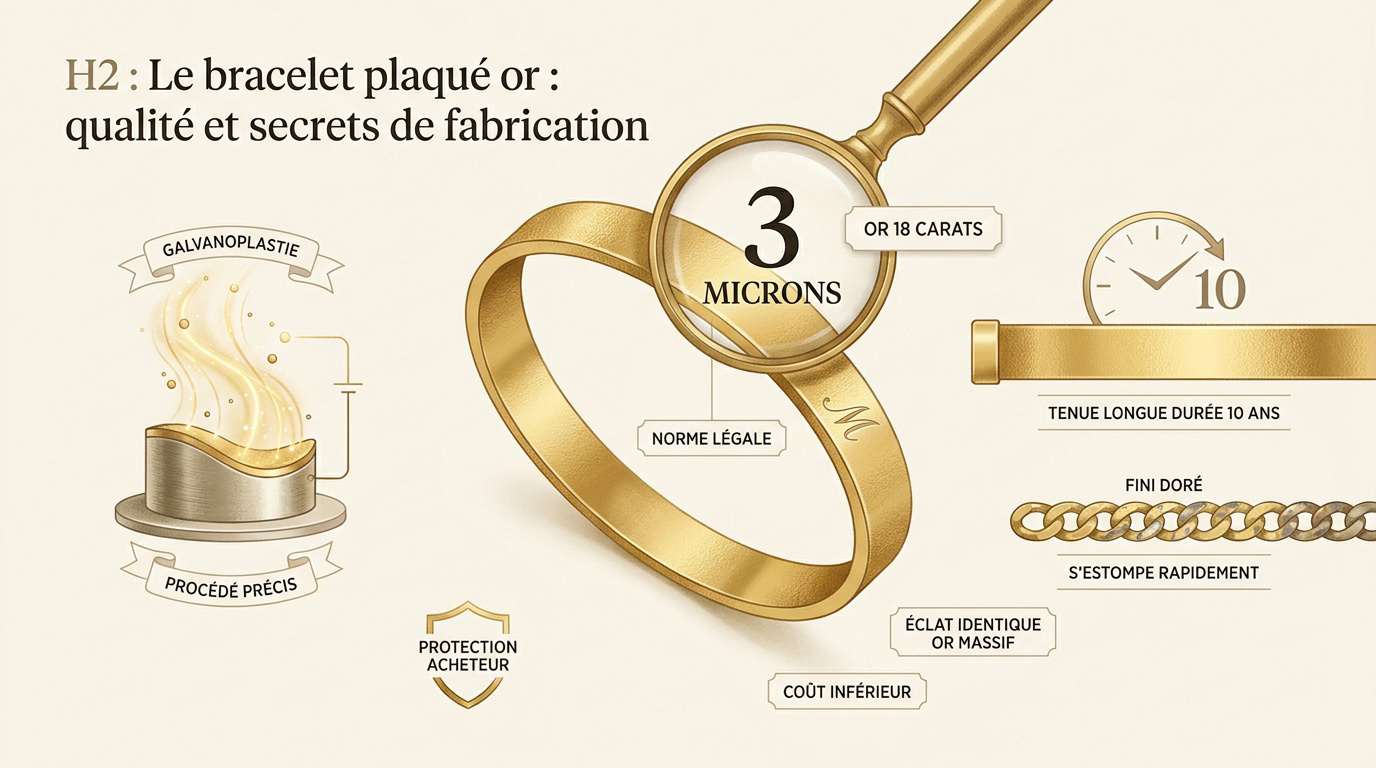 Détail d'un bracelet plaqué or élégant et brillant