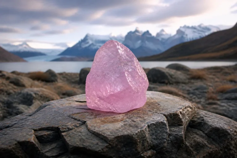 Amethyste rose dans un paysage patagonien