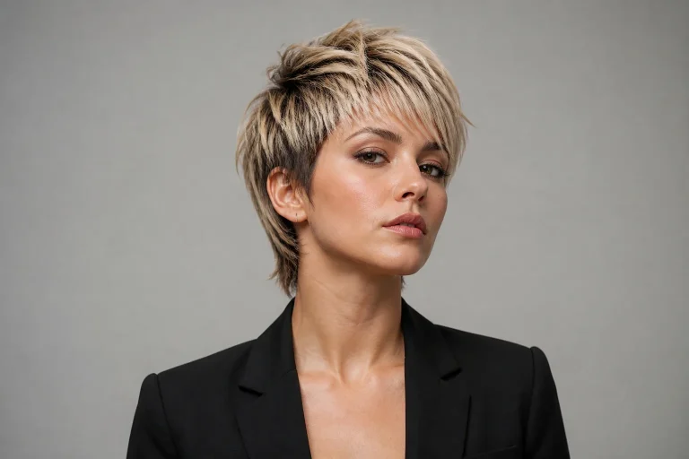 Portrait dune femme au style bixie audacieux