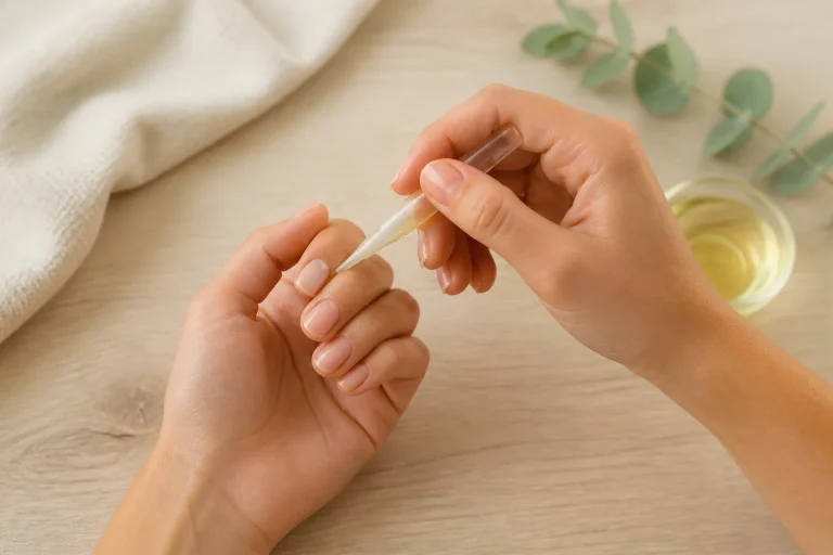 Soin des ongles application dhuile nourrissante