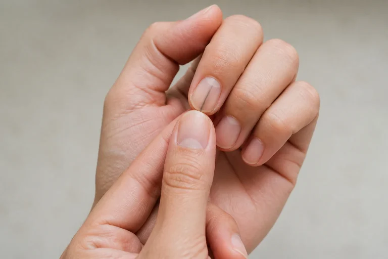 Ongle avec ligne verticale noire