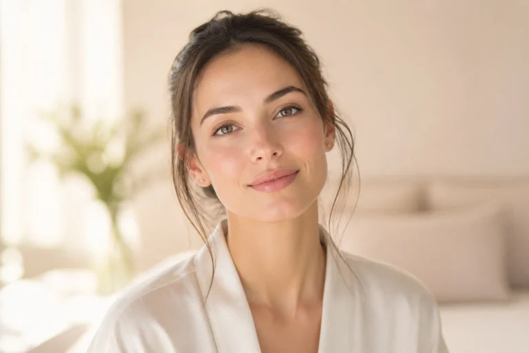 Portrait de femme teint lumineux et confiant