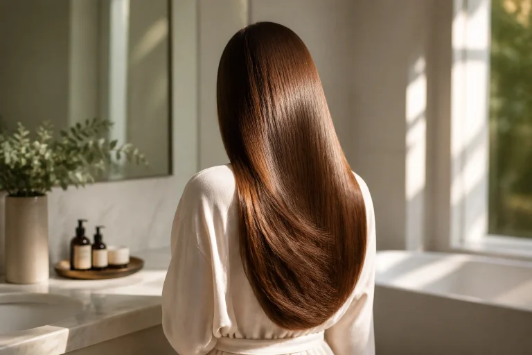 Chevelure brune soyeuse et brillante