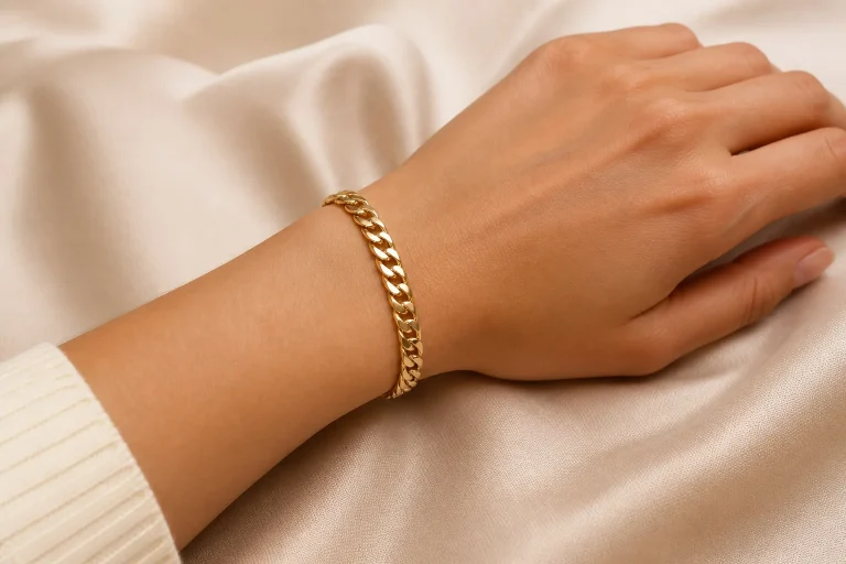Bracelet gourmette en or jaune 18 carats