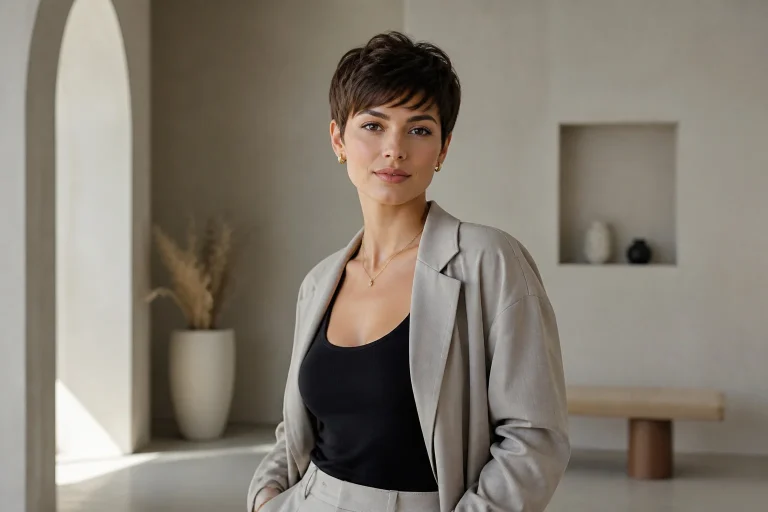 Portrait dune femme moderne coupe garconne