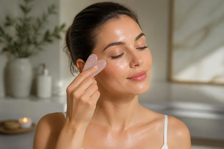 Rituel de beaute au gua sha rose