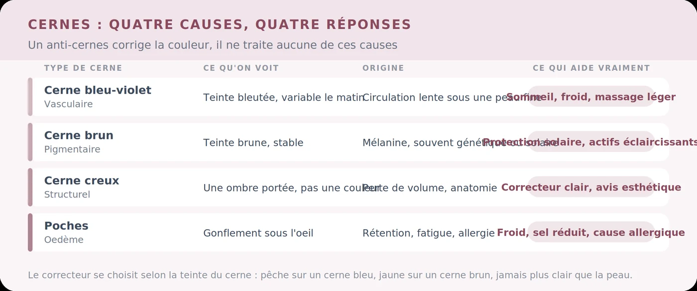 Quatre types de cernes et leurs réponses