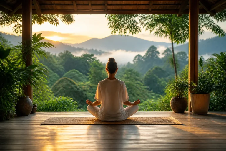 Equilibre et serenite au lever du soleil
